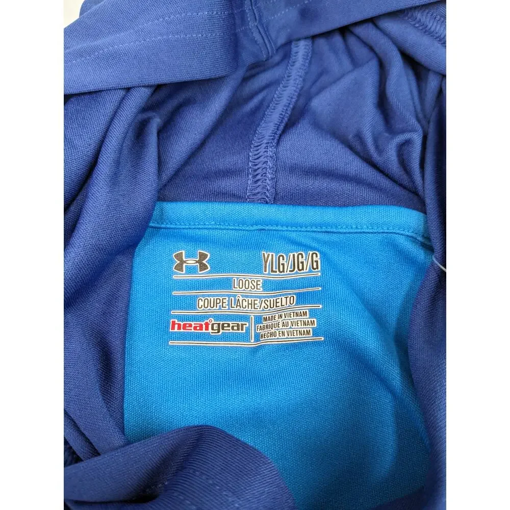 Under Armour Blue Hooded LS Athletic Shirt - Youth Large